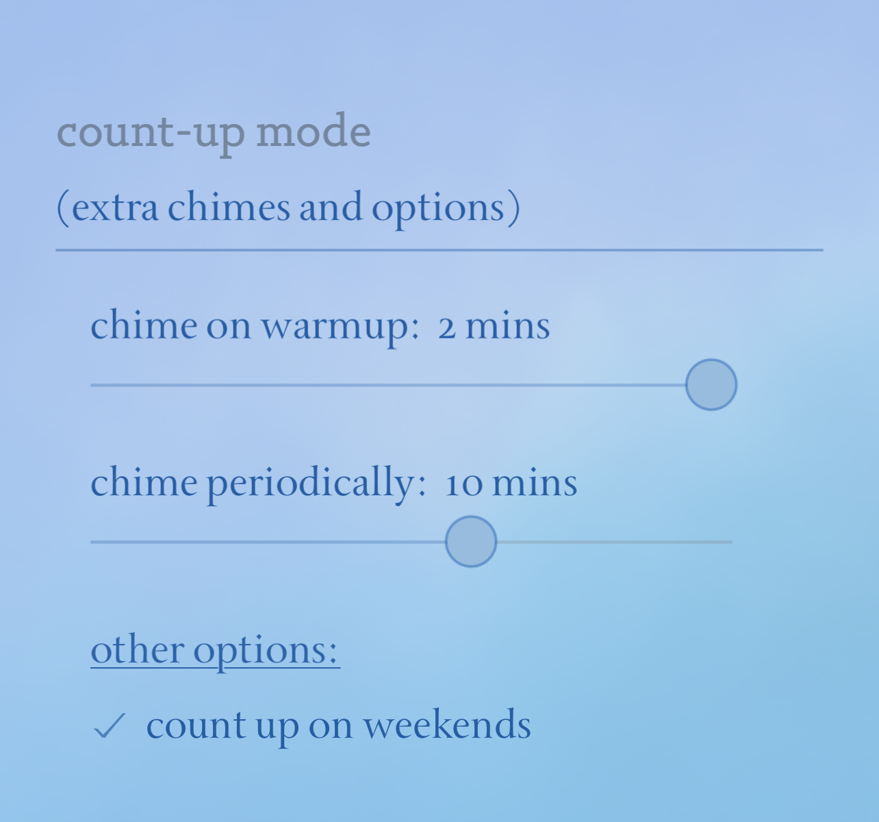 Count-up settings.